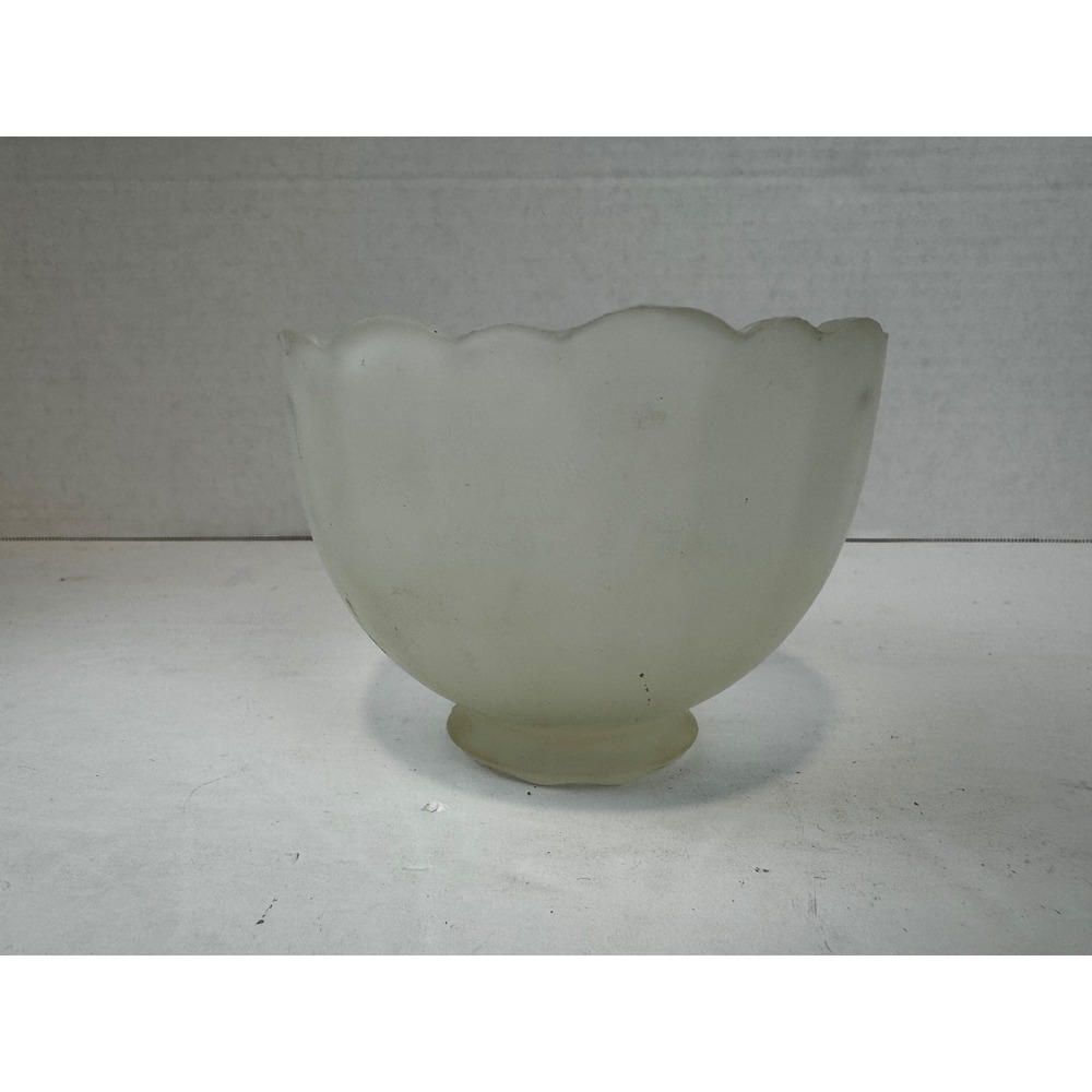 Vintage Frosted Glass Scalloped Candy Dish Fairy Lamp base?